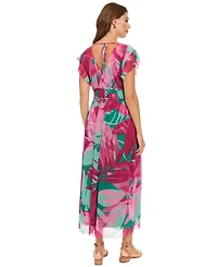 London Times Petite V-Neck Fit & Flare Dress