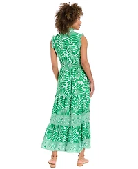 London Times Petite High-Neck A-Line Maxi Dress