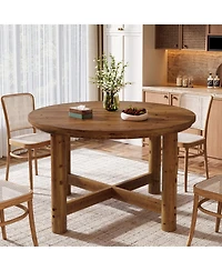 Tribesigns 47" Solid Wood Dining Table for 4-6, Farmhouse Round Kitchen Table