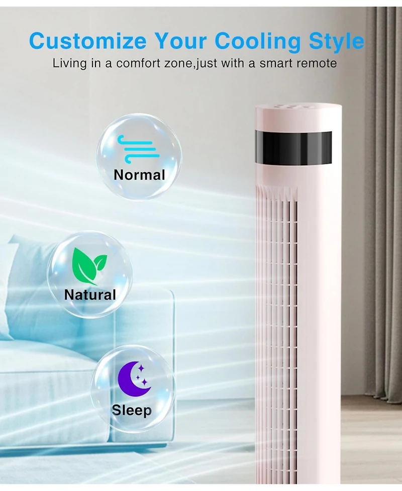 Antarctic Star Digital Oscillating Tower Fan, 3-Speed with Remote & 12H Timer