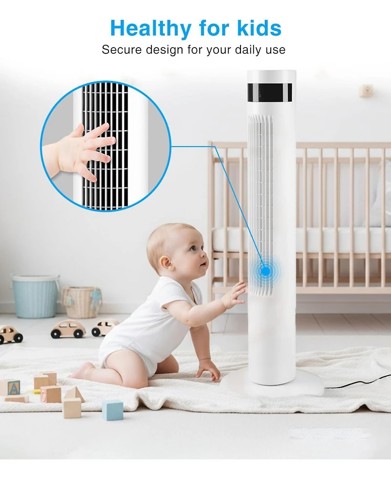 Antarctic Star Digital Oscillating Tower Fan, 3-Speed with Remote & 12H Timer