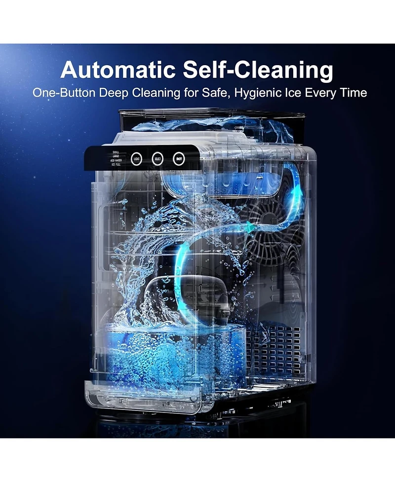 Antarctic Star Slim Stainless Steel Ice Maker, Dual Water Tanks (2L Total) & 26 lbs. Capacity
