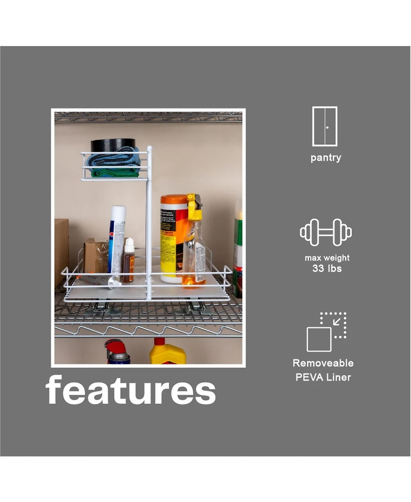 Household Essentials Glidez Paint-Finished Steel Pull-Out Storage Organizer, 2 -Tier Design