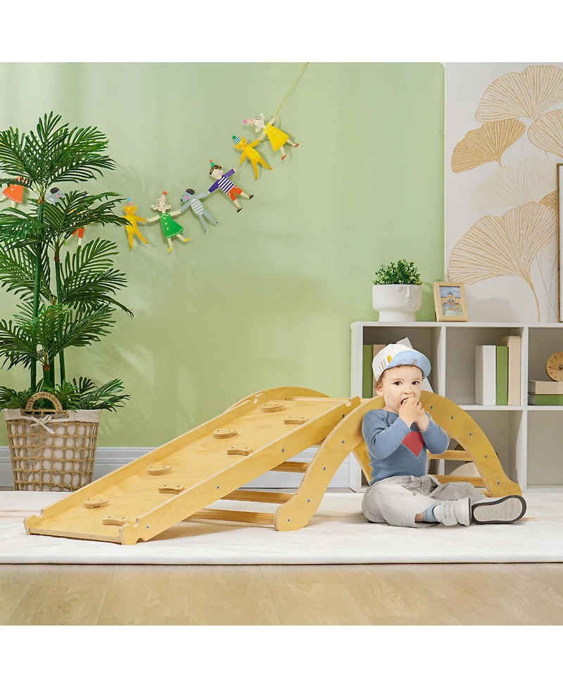 Hongge 4 in 1 Indoor Toddler Climbing Set with Ramp and Cushion