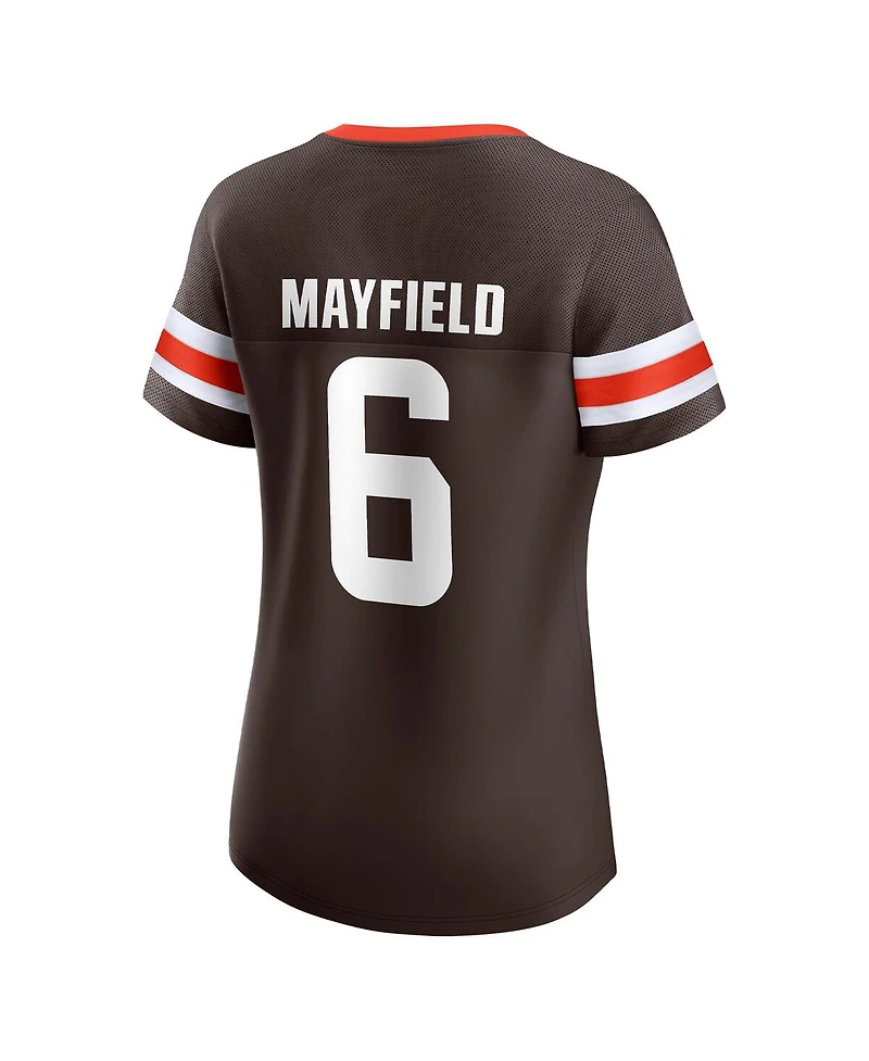 Fanatics Women's Baker Mayfield Brown Cleveland Browns Athena Name Number Notch Neck T-Shirt