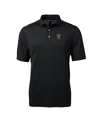 Cutter & Buck Men's Black Texas Tech Red Raiders Big Tall Virtue Eco Pique Tile Print Polo Shirt