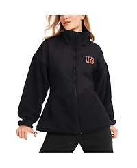 Dkny Sport Women's Black Cincinnati Bengals Drew Mixed Media Full-Zip Jacket