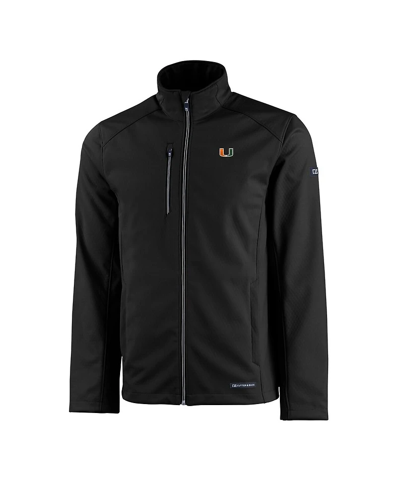 Cutter & Buck Men's Black Miami Hurricanes Evoke Eco Softshell Full-Zip Jacket