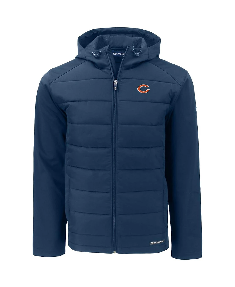 Cutter & Buck Men's Navy Chicago Bears Evoke PrimaLoft Hybrid Eco Softshell Full-Zip Hooded Jacket