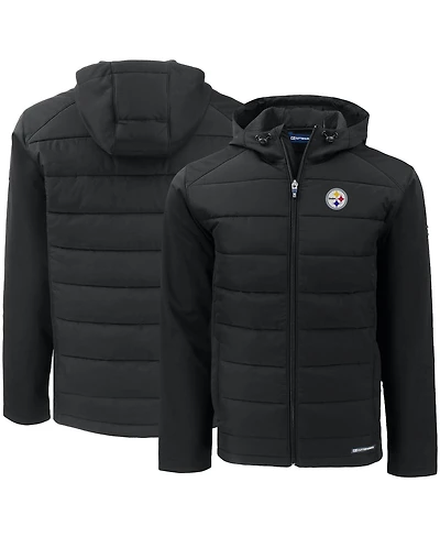 Cutter & Buck Men's Black Pittsburgh Steelers Evoke PrimaLoft Hybrid Eco Softshell Full-Zip Hooded Jacket