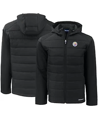 Cutter & Buck Men's Black Pittsburgh Steelers Evoke PrimaLoft Hybrid Eco Softshell Full-Zip Hooded Jacket