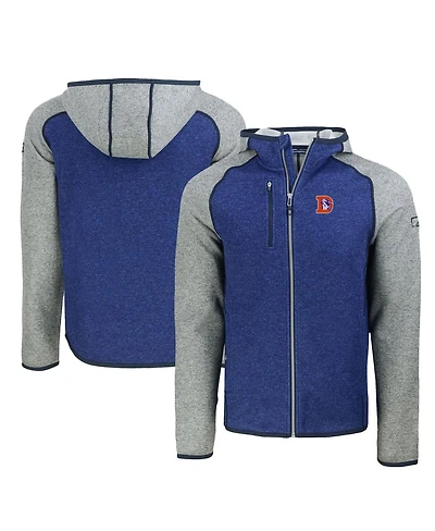Cutter & Buck Men's Royal/Heather Gray Denver Broncos Throwback Mainsail Sweater-Knit Full-Zip Hoodie