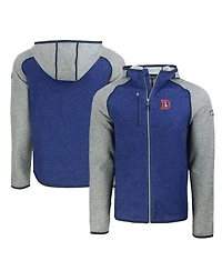 Cutter & Buck Men's Royal/Heather Gray Denver Broncos Throwback Mainsail Sweater-Knit Full-Zip Hoodie