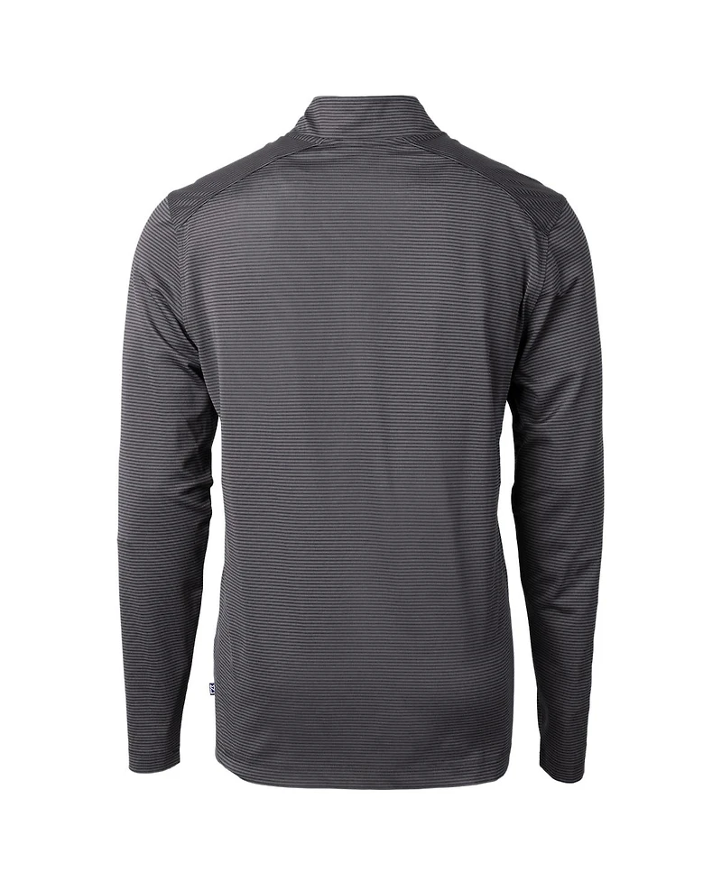 Cutter & Buck Men's Black Georgia Bulldogs Alumni Logo Virtue Dry Tec Eco Pique Micro Stripe Quarter-Zip Sweatshirt