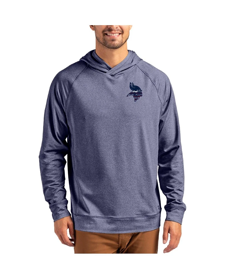 Cutter & Buck Men's Heather Navy Minnesota Vikings Adapt Americana Knit Raglan Pullover Hoodie
