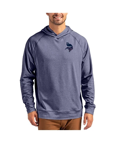 Cutter & Buck Men's Heather Navy Minnesota Vikings Adapt Americana Knit Raglan Pullover Hoodie