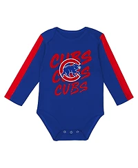 Outerstuff Newborn 3-Piece Chicago Cubs Double Down Bodysuit and Pants