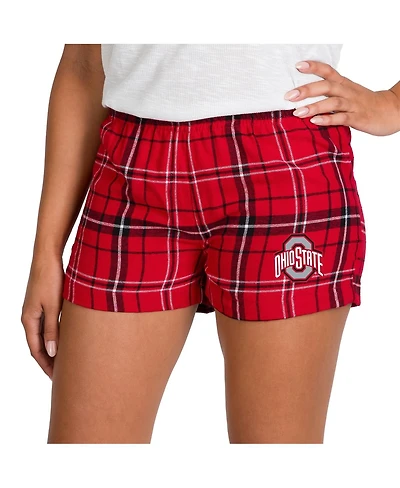 Concepts Sport Women's Scarlet/Black Ohio State Buckeyes Ultimate Flannel Shorts