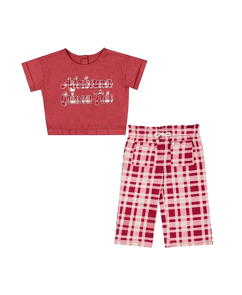 Colosseum Baby Girls Crimson Alabama Tide Sky Castle 2-Piece T-Shirt and Pants Set