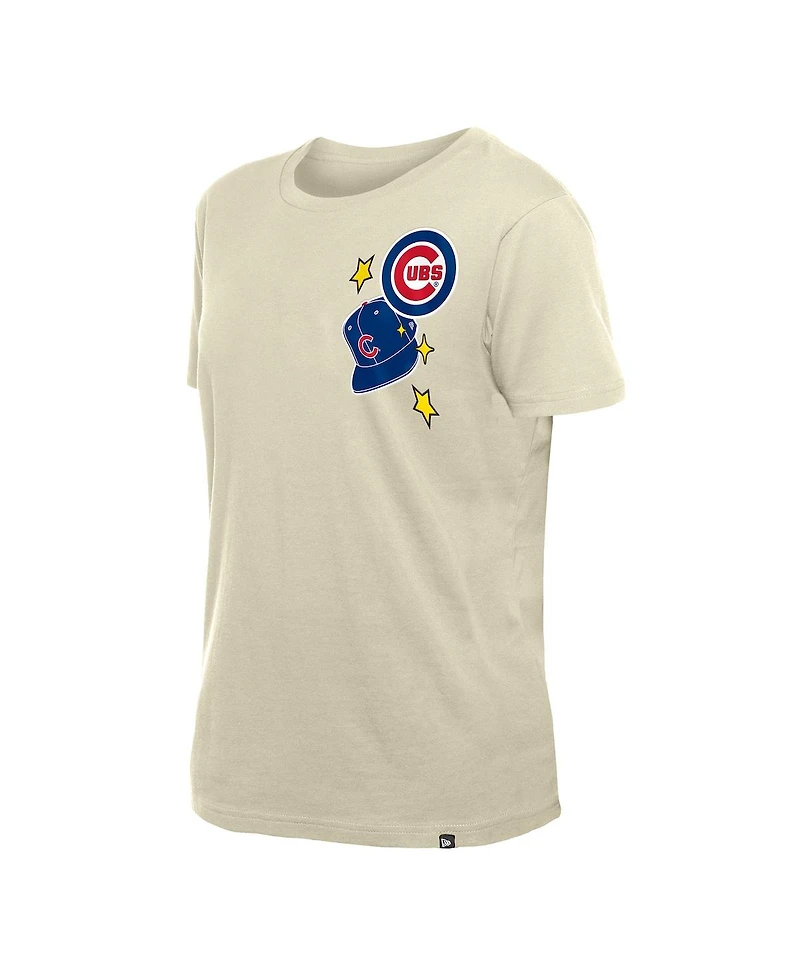 New Era Women's Cream Chicago Cubs Stars Cap T-Shirt