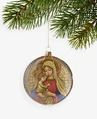 Holiday Lane Blessed Mother and Child Glass Disc Ornament, Macy's Exclusive