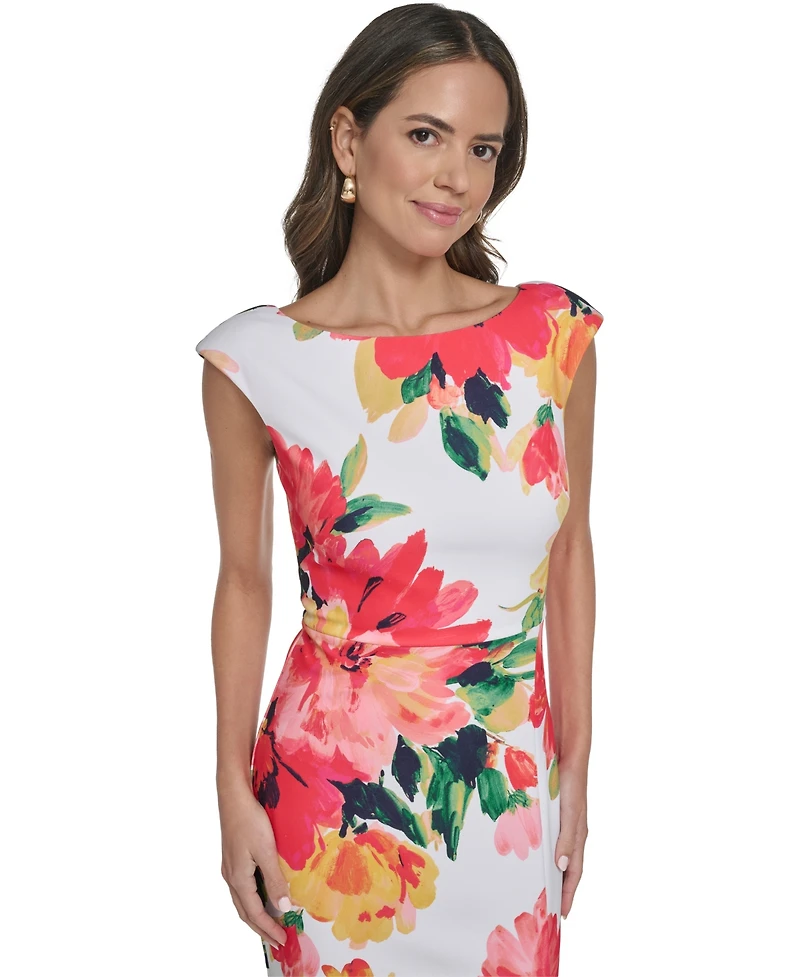 Eliza J Women's Printed Side Slit Midi Sheath Dress