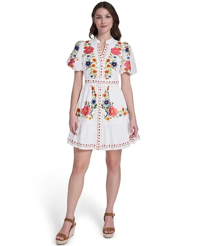 Eliza J Women's Embroidered V-Neck Dress