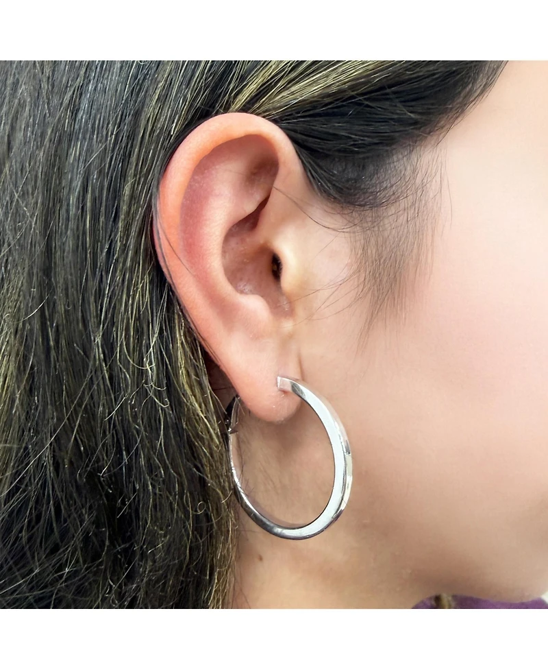 The Lovery Square Tube Hoop Earrings Sterling Silver