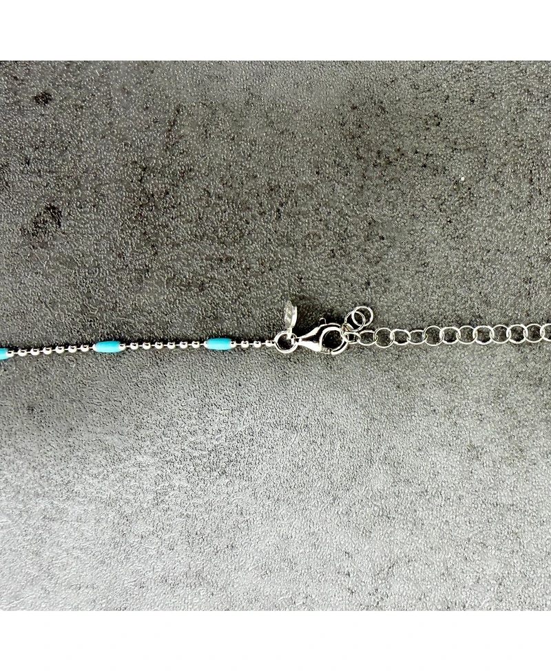 The Lovery Blue Enamel Nugget Bead Necklace Sterling Silver