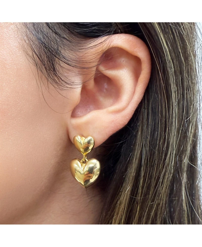 The Lovery Double Heart Drop Earrings 14K Gold-Plated Sterling Silver