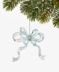 Holiday Lane Pastel Shine Blue Glitter Bow Ornament, Macy's Exclusive