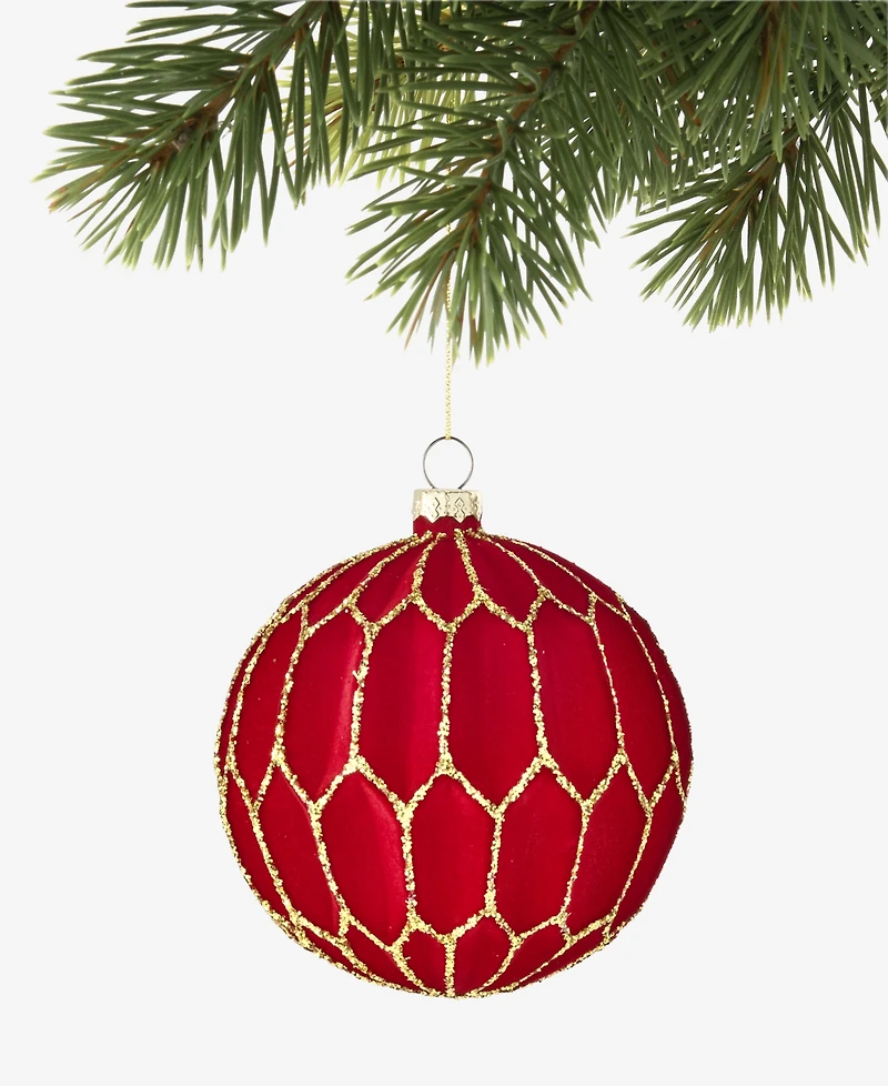 Holiday Lane Berry Tones Red Honeycomb Ball Ornament, Macy's Exclusive