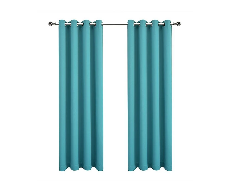Kate Aurora Teal 2 Piece Grommet Top Blackout Curtain Panels For Extra Long Windows