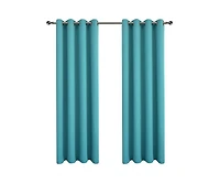 Kate Aurora Teal 2 Piece Grommet Top Blackout Curtain Panels For Extra Long Windows