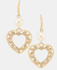 Charter Club Crystal Heart Drop Earrings, Macy's Exclusive