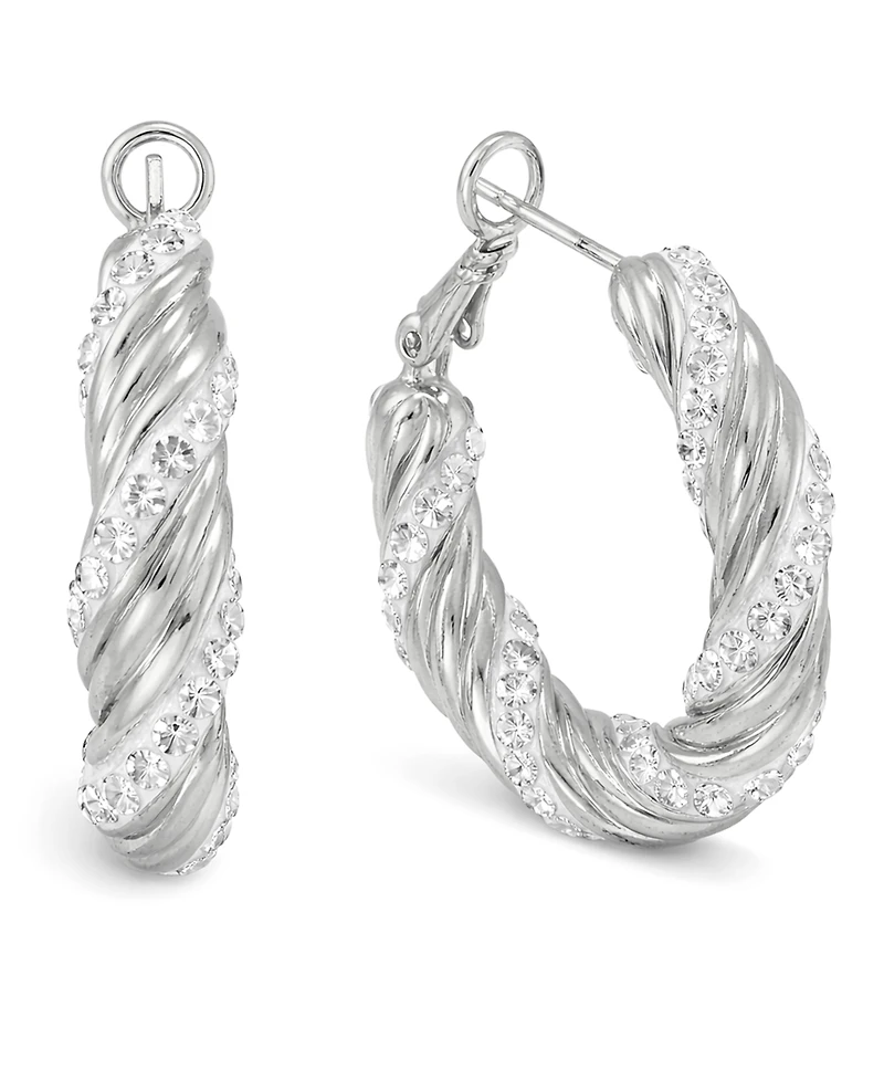 And Now This Clear Crystal Twist Hoop Earrings