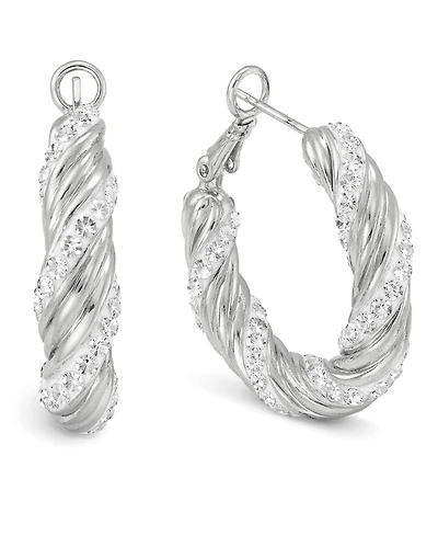 And Now This Clear Crystal Twist Hoop Earrings