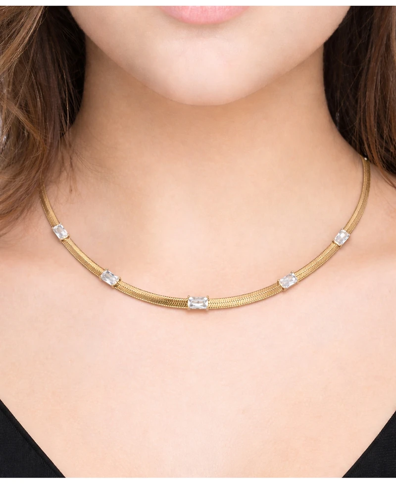 And Now This Cubic Zirconia Rectangular Stone Station Necklace