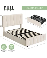 gaomon Bed Frame with Adjustable Headboard and 4 Storage Drawers, Soft Upholstered Platform Frames Wooden Slats Support