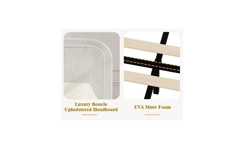 gaomon Full Bed Frame, Boucle Upholstered Bed Frame with Headboard, 2 Storage Drawers, Modern Full Platform Bed Frame, Soft Bed