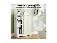 Slickblue Narrow Floor Bathroom Cabinet with Toilet Paper Storage