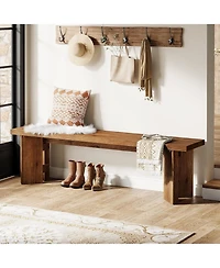 Tribesigns Solid Wood Bench, 62.99" Entryway Bench with Thickened Legs, Farmhouse Wooden Seating Benches