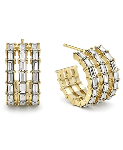 And Now This Triple Row Baguette Hoop Earrings