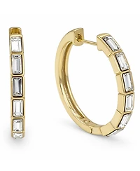 And Now This Crystal Baguette Hinged Hoop Earrings