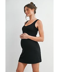 Hello Miz Maternity Ribbed Bodycon Mini Tank Dress with Built-In Shorts
