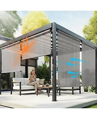 Aoodor Patio Roller Shade Hdpe Fabric Outdoor Cordless Roll Up with Uv Protection, Blinds
