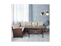 Slickblue Hand Woven Rattan Outdoor Sofa Set, 3 Pieces with Table
