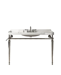 Sillysis Bathroom Console Sink with White Ceramic Vanity, Wall Mounted Basin & Gold Stainless Steel Legs, Towel Bar Included-Sillysis
