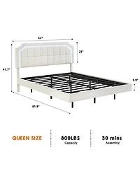 gaomon Floating Bed Frame Rgb Led Headboard Adjustable Height Upholstered Metal Platform Easy Assembly No Box Spring