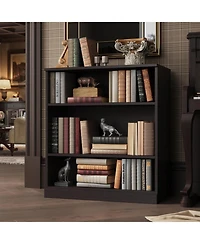 Palace Imports Premium 100% Solid European Oak Hardwood 3-Shelf Modular Bookcase – Wide, Tall